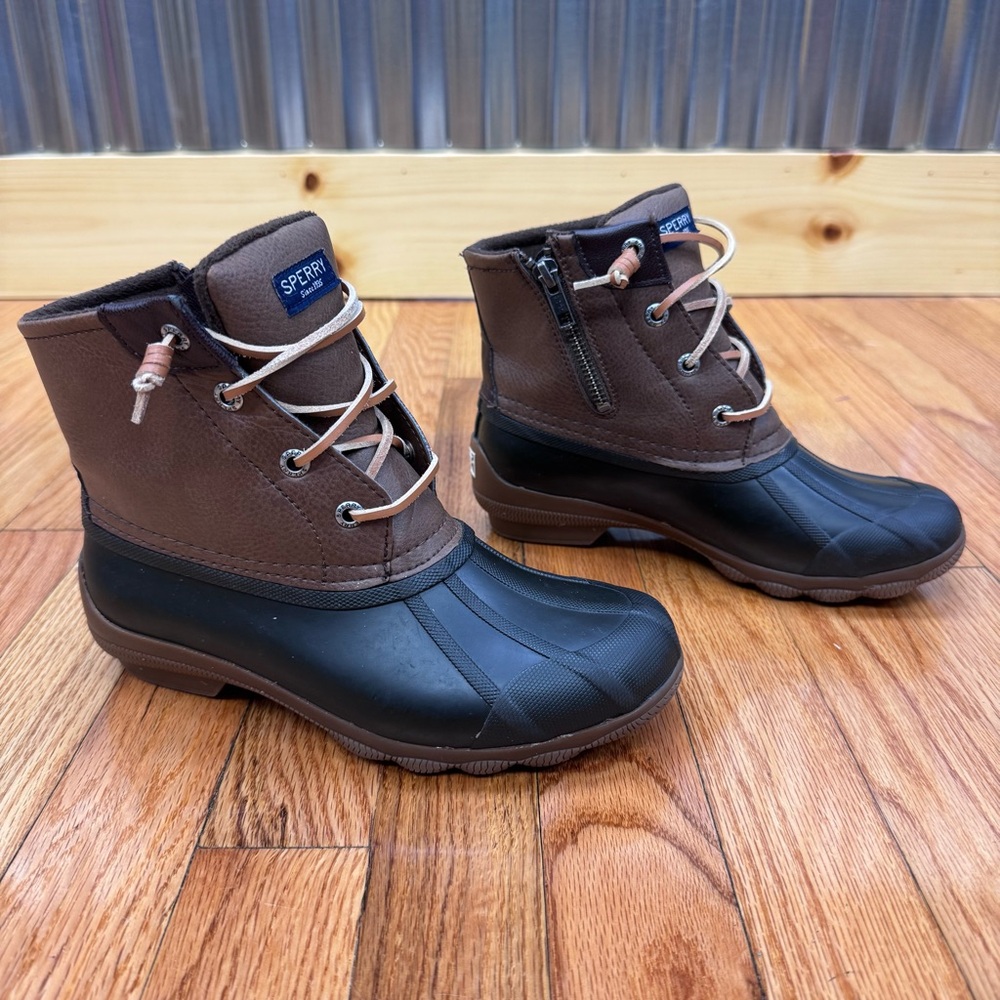 Sperry Black and Brown Rubber Duck Boots Waterproof Gorpcore